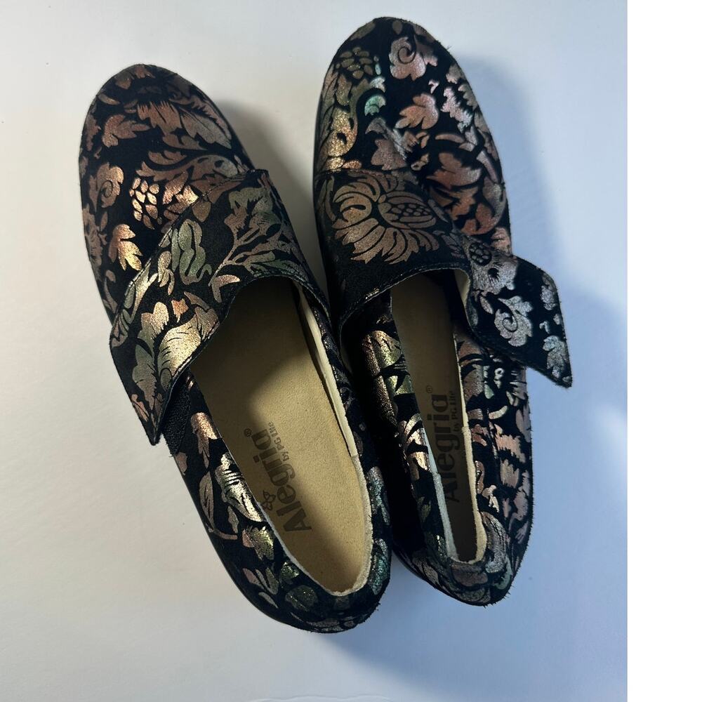 Alegria Lauryn LAU-557 Women’s US 12 EU 43 Floral Metallic Leather Comfort Shoes - Picture 9 of 11